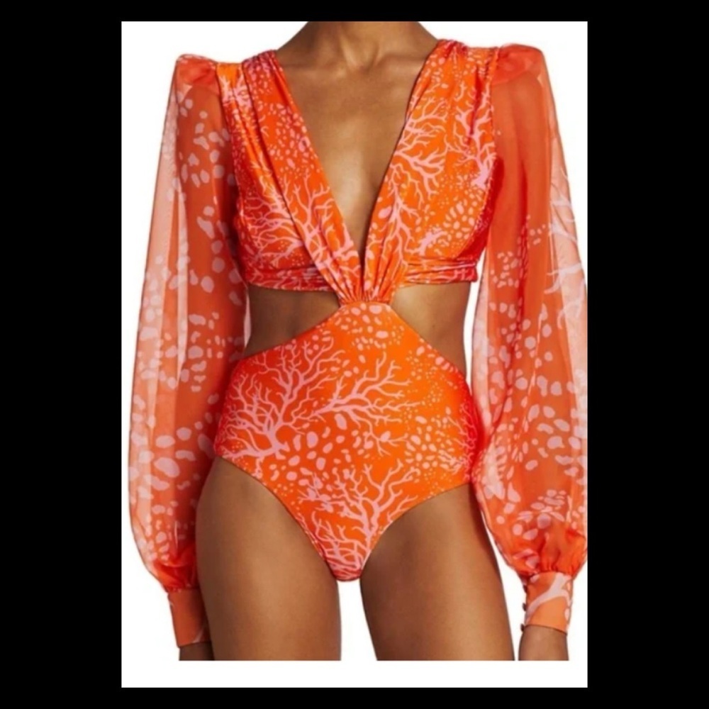 Orange sexy body suit or swimsuit.40